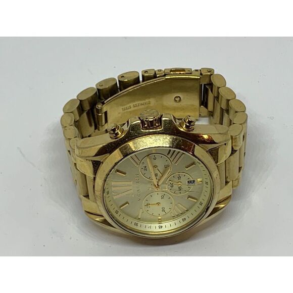 Michael Kors MK5605 Unisex Stainless Steel Analog Champagne Dial Watch W187 - Picture 7 of 11